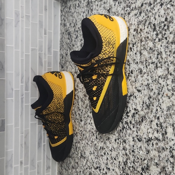 Black & Yellow Adidas Knit Basketball Shoes sz 17 stableframe sneakers - Picture 5 of 7